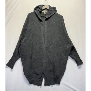 Love Change Italy Cardigan Sweater Womens 2X Gray Acrylic Chunky Knit Open Front